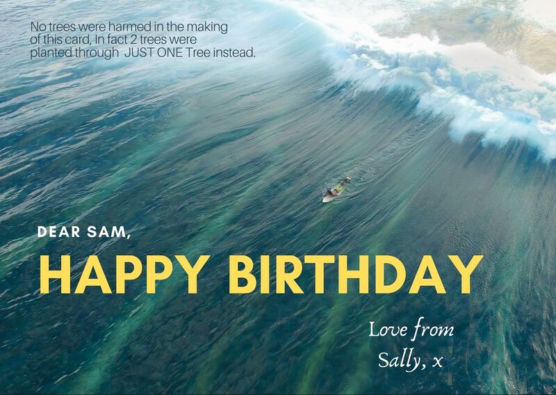 Surfer in the ocean birthday card