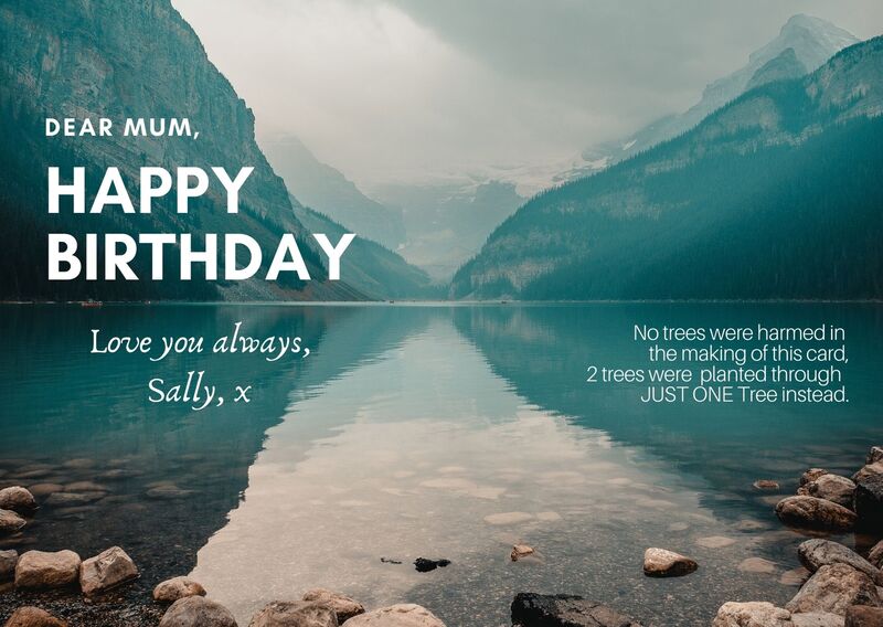Mountain and lake birthday card