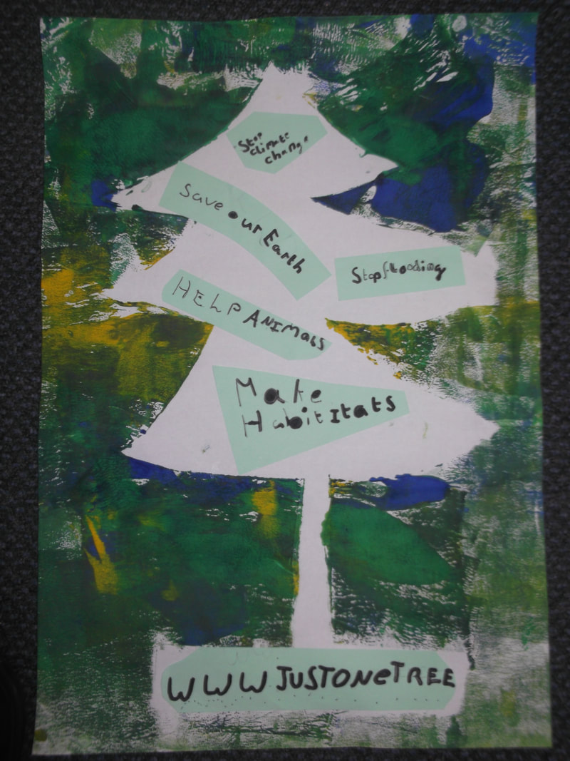 A tree poster made by school children, promoting JUST ONE Tree