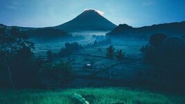 Indonesia volcano at nightfall