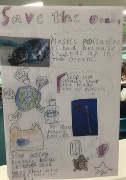 Save the oceans poster made by school children