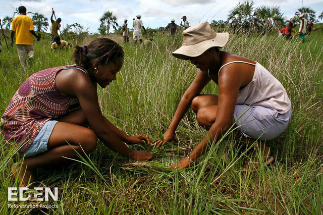 Picture of two women planting trees in Madagascar