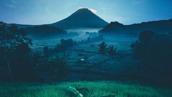 Indonesia Volcano at nightfall